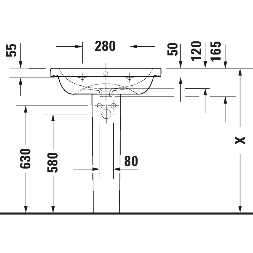 Duravit 23996500002 - D-CODE függesztett mosdó 65x48 cm kerámia/fényes fehér