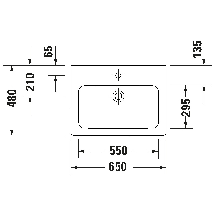 Duravit 23996500002 - D-CODE függesztett mosdó 65x48 cm kerámia/fényes fehér