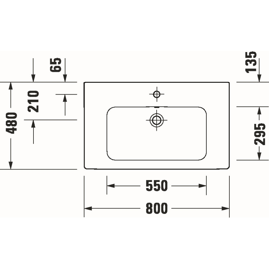 Duravit 23998000002 - Falra szerelhető mosdó D-CODE 80x48 cm kerámia/fényes fehér