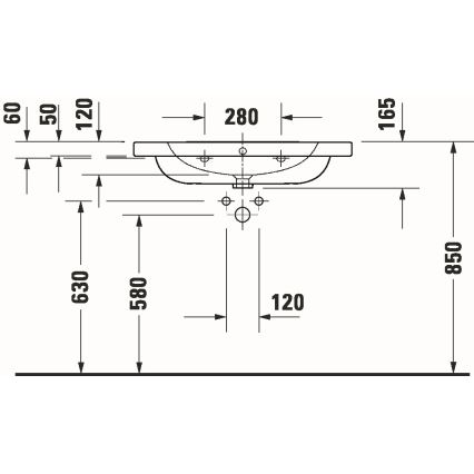 Duravit 23998000002 - Falra szerelhető mosdó D-CODE 80x48 cm kerámia/fényes fehér