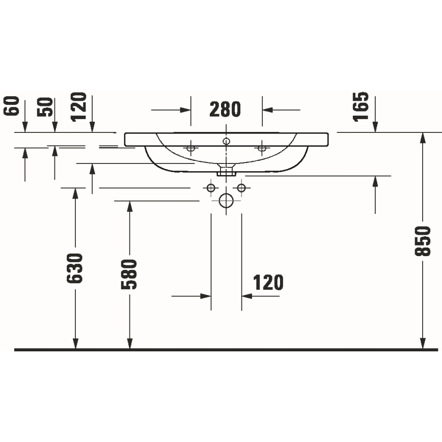 Duravit 23998000002 - Falra szerelhető mosdó D-CODE 80x48 cm kerámia/fényes fehér