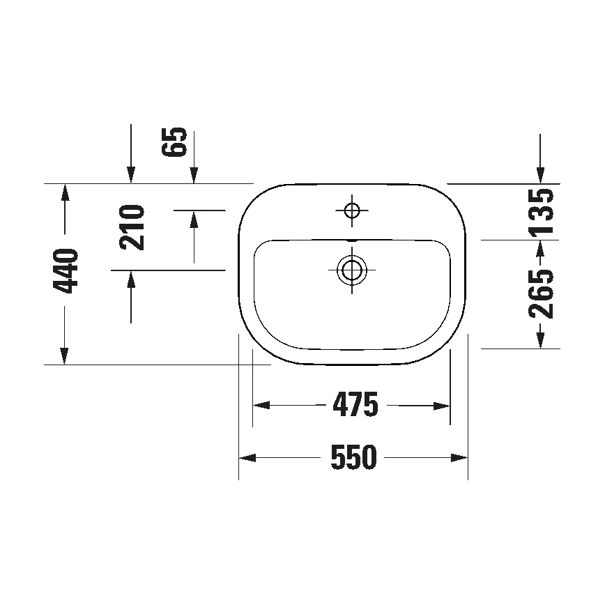 Duravit 24025500002 - Falra szerelhető D-CODE mosdó 55x44 cm kerámia/fényes fehér