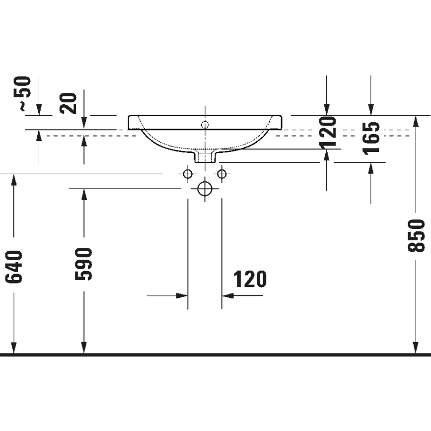 Duravit 24025500002 - Falra szerelhető D-CODE mosdó 55x44 cm kerámia/fényes fehér