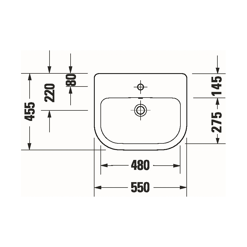 Duravit 24035500002 - Süllyesztett mosdó D-CODE 55x45,5 cm kerámia/fényes fehér