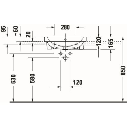 Duravit 24035500002 - Süllyesztett mosdó D-CODE 55x45,5 cm kerámia/fényes fehér