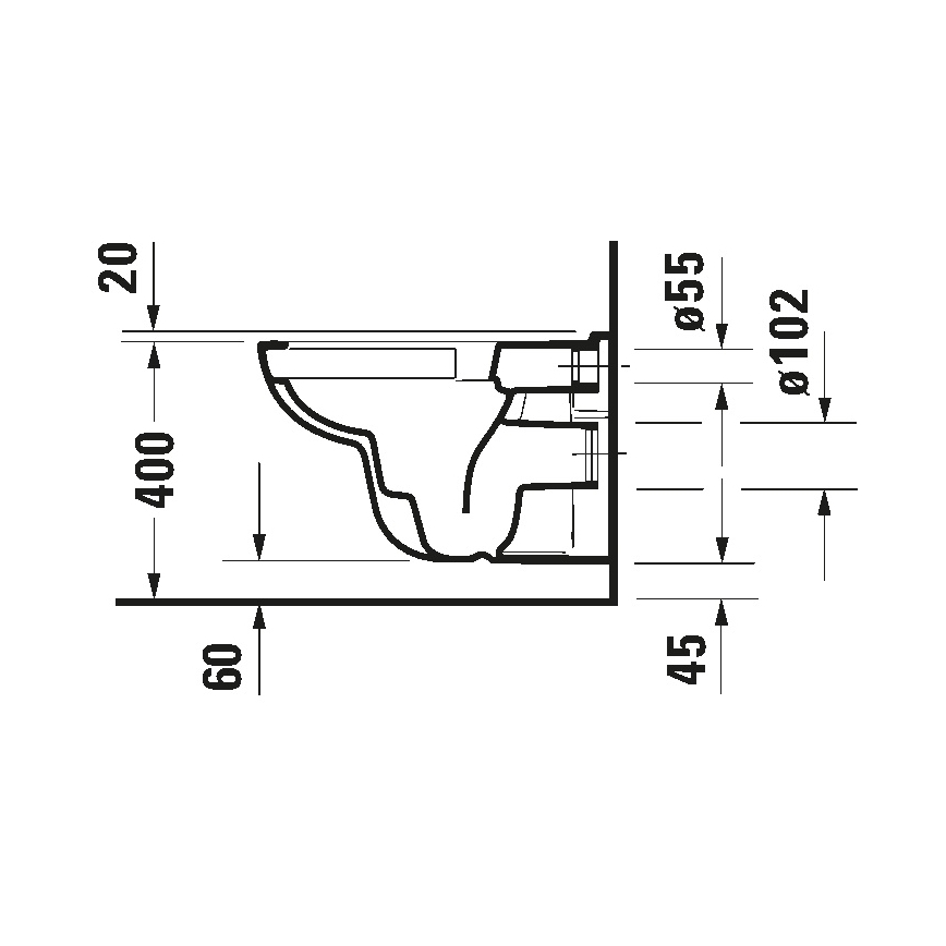 Duravit 25700920002 - Függesztett perem nélküli WC D-CODE kerámia/fényes fehér