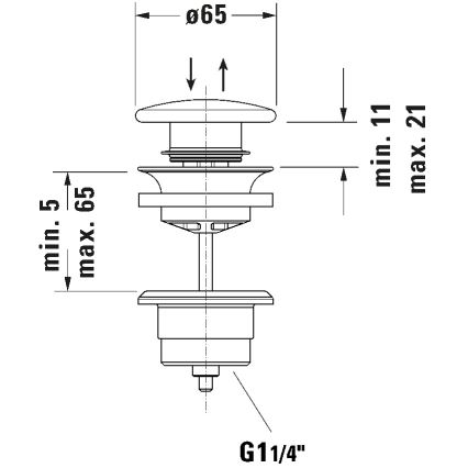 Duravit 50791300 - Mosdóleeresztő PUSH-OPEN, átmérő 6,5 cm, matt antracit