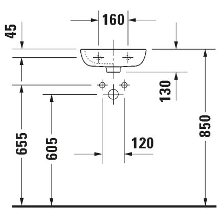 Duravit 7053600082 - Függesztett mosdó D-CODE 36x27 cm kerámia/fényes fehér