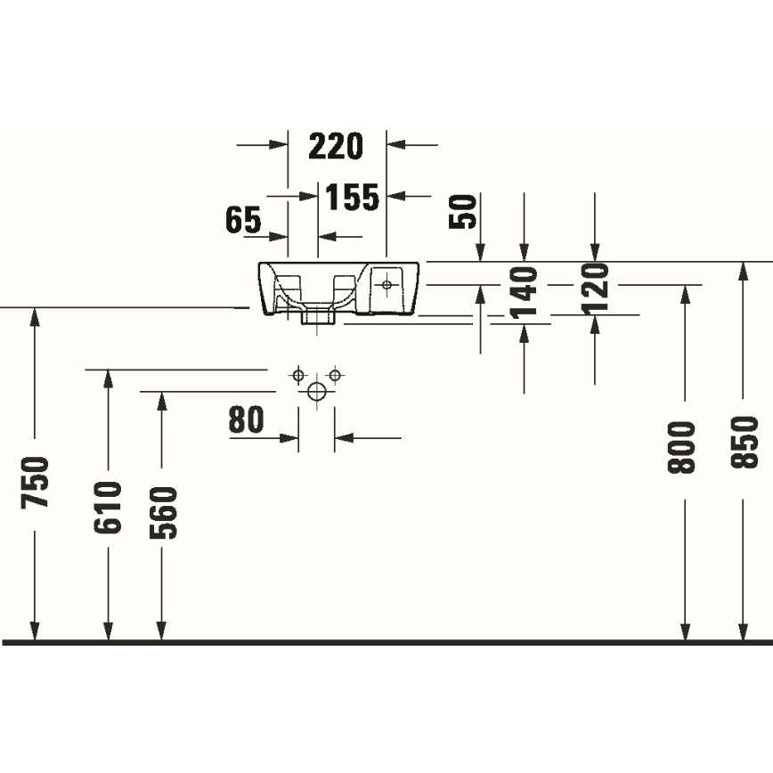 Duravit 7453600412 - Falra szerelhető mosdó D-NEO 36x22 cm kerámia/fényes fehér