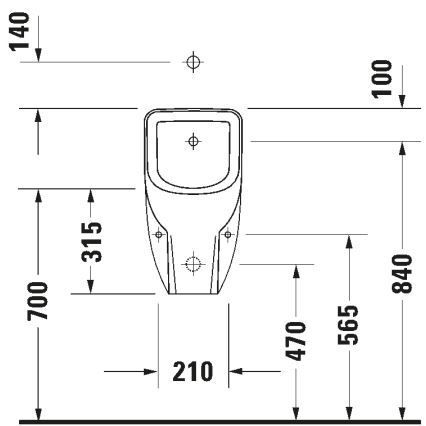 Duravit 828300000 - Piszoár perem nélküli D-CODE, felső vízcsatlakozás, hátsó kifolyás, kerámia/fényes fehér