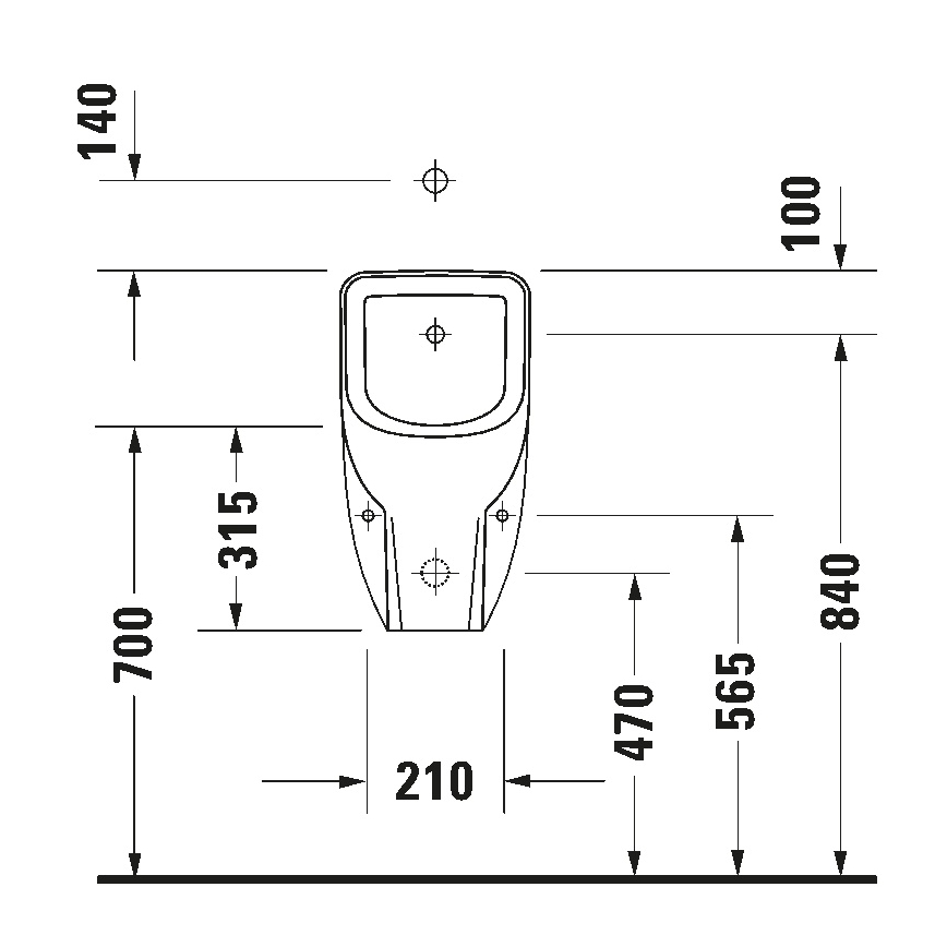 Duravit 828300000 - Piszoár perem nélküli D-CODE, felső vízcsatlakozás, hátsó kifolyás, kerámia/fényes fehér