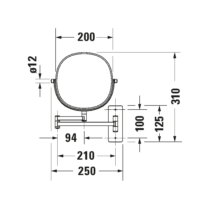 Duravit 99121000 - Falra szerelhető kozmetikai tükör D-CODE, fényes króm