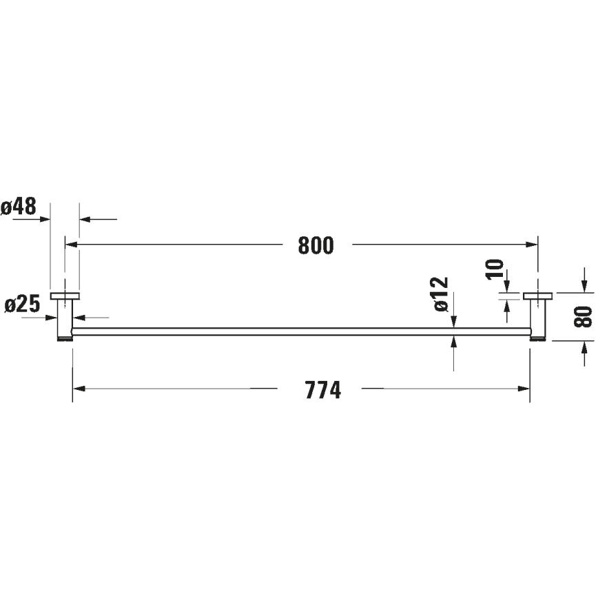 Duravit 99231000 - D-CODE falra szerelhető törölközőtartó, 84,5 cm, fényes króm