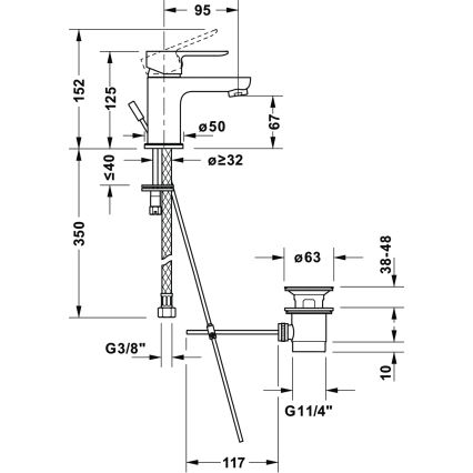Duravit DC1013001046 - Mosdócsaptelep + leeresztő D-CODE matt fekete