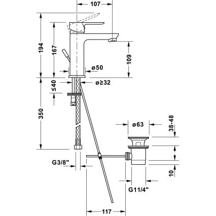 Duravit DC1023001046 - Mosdócsaptelep + leeresztő szelep D-CODE matt fekete