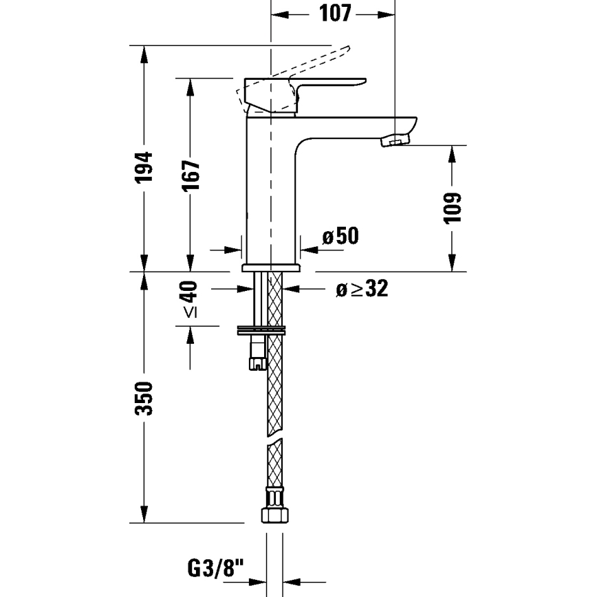Duravit DC1023002046 - D-CODE mosdócsaptelep matt fekete