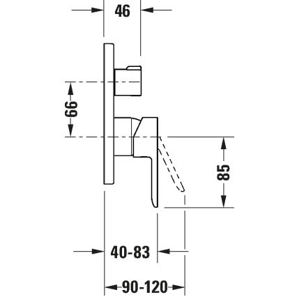 Duravit DC4210012046 - D-CODE falba süllyesztett zuhanycsaptelep matt fekete