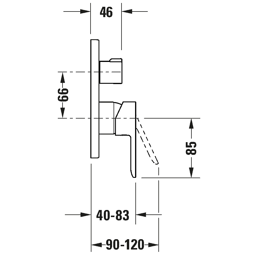 Duravit DC4210012046 - D-CODE falba süllyesztett zuhanycsaptelep matt fekete