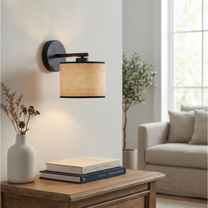 ECO fali lámpa 1xE27/15W/230V bézs/rattan
