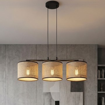 ECO kábelcsillár 3xE27/15W/230V bézs/rattan