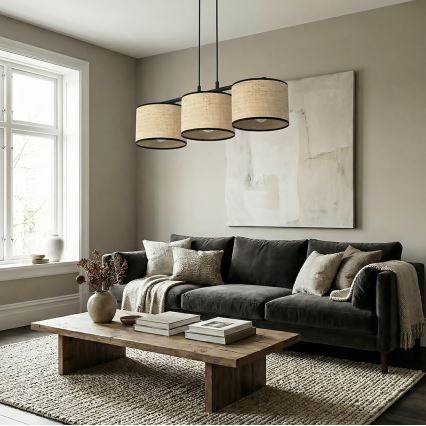 ECO kábelcsillár 3xE27/15W/230V bézs/rattan