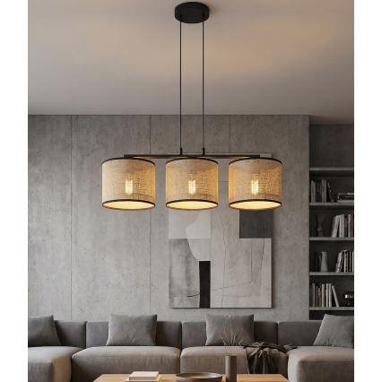 ECO kábelcsillár 3xE27/15W/230V bézs/rattan