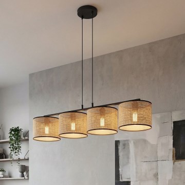 ECO zsinóros csillár 4xE27/15W/230V bézs/rattan