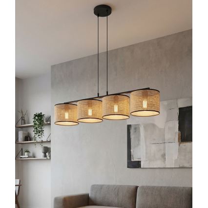 ECO zsinóros csillár 4xE27/15W/230V bézs/rattan