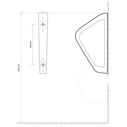 EcoStep 33001 - Piszoár elválasztó fal 57,5x36 cm kerámia/fehér