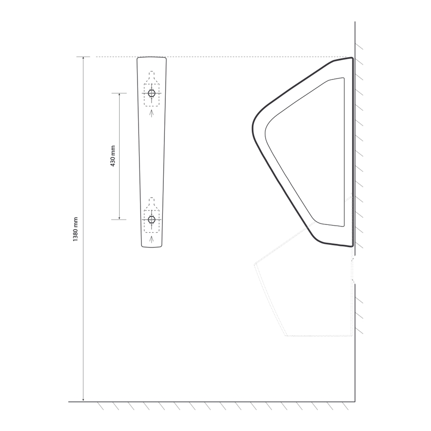 EcoStep 33001 - Piszoár elválasztó fal 57,5x36 cm kerámia/fehér