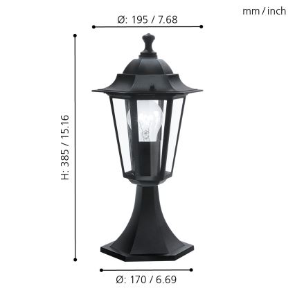 Eglo - kültéri lámpa 1xE27/60W fekete IP44