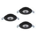 Eglo - 3 darabos LED beépíthető mennyezeti lámpa szett LED/4,9W/230V 2700/4000/6500K átmérő 9 cm fekete