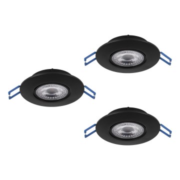 Eglo - 3 darabos LED beépíthető mennyezeti lámpa szett LED/4,9W/230V 2700/4000/6500K átmérő 9 cm fekete