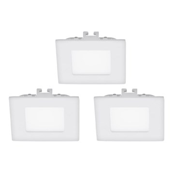 Eglo - 3 darabos szett FUEVA 1 beépíthető LED lámpatest 1xLED/2,7W/230V 8,5x8,5 cm