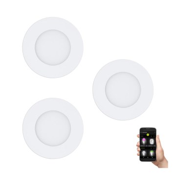 Eglo - 3 db-os LED szett, dimmelhető beépíthető mennyezeti lámpatest FUEVA-Z LED/2,8W/230V IP44, átm. 8,5 cm