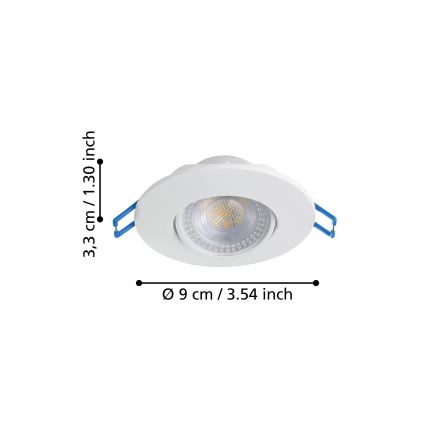 Eglo - 3 darabos LED szett süllyesztett mennyezeti lámpatest LED/4,9W/230V 2700/4000/6500K Ø 9 cm fehér