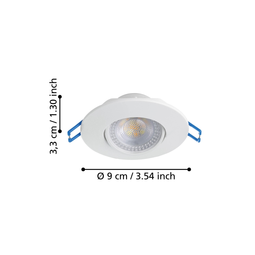 Eglo - 3 darabos LED szett süllyesztett mennyezeti lámpatest LED/4,9W/230V 2700/4000/6500K Ø 9 cm fehér