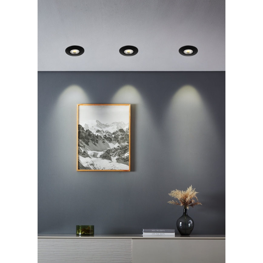Eglo - 5 darabos LED beépíthető lámpatest LED/4,9W/230V 2700/4000/6500K átm. 9 cm fekete