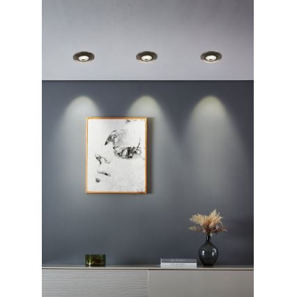 Eglo - 7 darabos LED beépíthető mennyezeti lámpa szett, 4,9 W/230 V, 2700/4000/6500 K, Ø 9 cm, matt króm