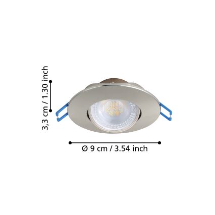 Eglo - 7 darabos LED beépíthető mennyezeti lámpa szett, 4,9 W/230 V, 2700/4000/6500 K, Ø 9 cm, matt króm