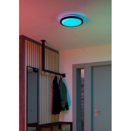 Eglo 300684 - LED RGBW dimmelhető mennyezeti lámpa MALERAMARA-Z LED/14W/230V 2700-6500K átm. 35,7 cm fekete/arany + távirányító