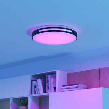 Eglo 300687 - LED RGBW fényerőszabályozható mennyezeti lámpatest MONTEGRANARO-Z LED/18,5W/230V 2700-6500K átm. 39,4 cm fekete + távirányító