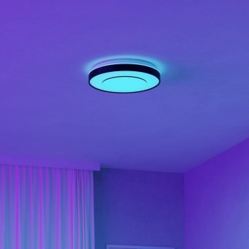 Eglo 300688 - LED RGBW fényerőszabályozható mennyezeti lámpa MONTERIGGIONI-Z LED/18,5W/230V 2700-6500K átm. 38,4 cm fekete + távirányító