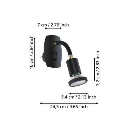 Eglo - LED konnektoros lámpa 1xGU10/4,5W/230V fekete