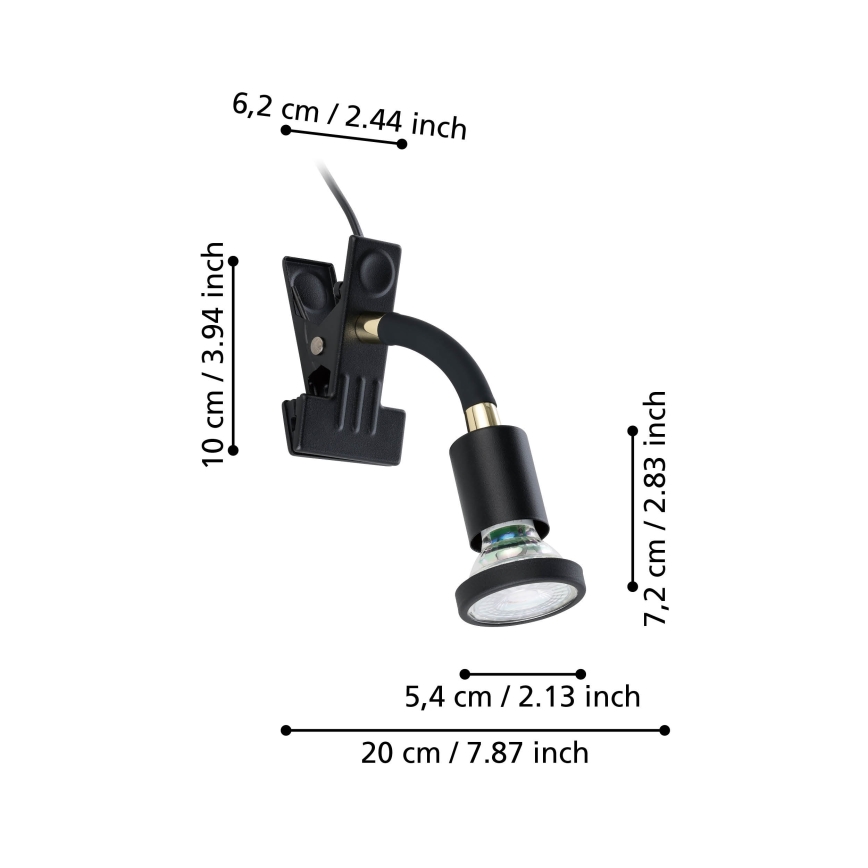 Eglo - csíptetős LED lámpa 1xGU10/4,5W/230V fekete
