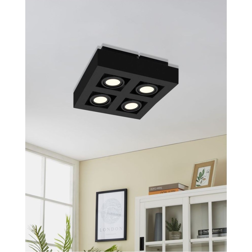 Eglo 31065 - MENDOZA LED spotlámpa 4×LED, 4,7 W, 230 V, 3000 K, fekete