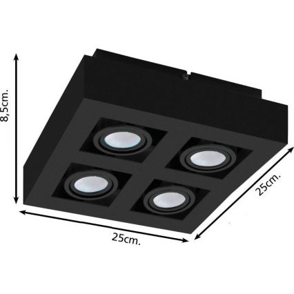 Eglo 31065 - MENDOZA LED spotlámpa 4×LED, 4,7 W, 230 V, 3000 K, fekete