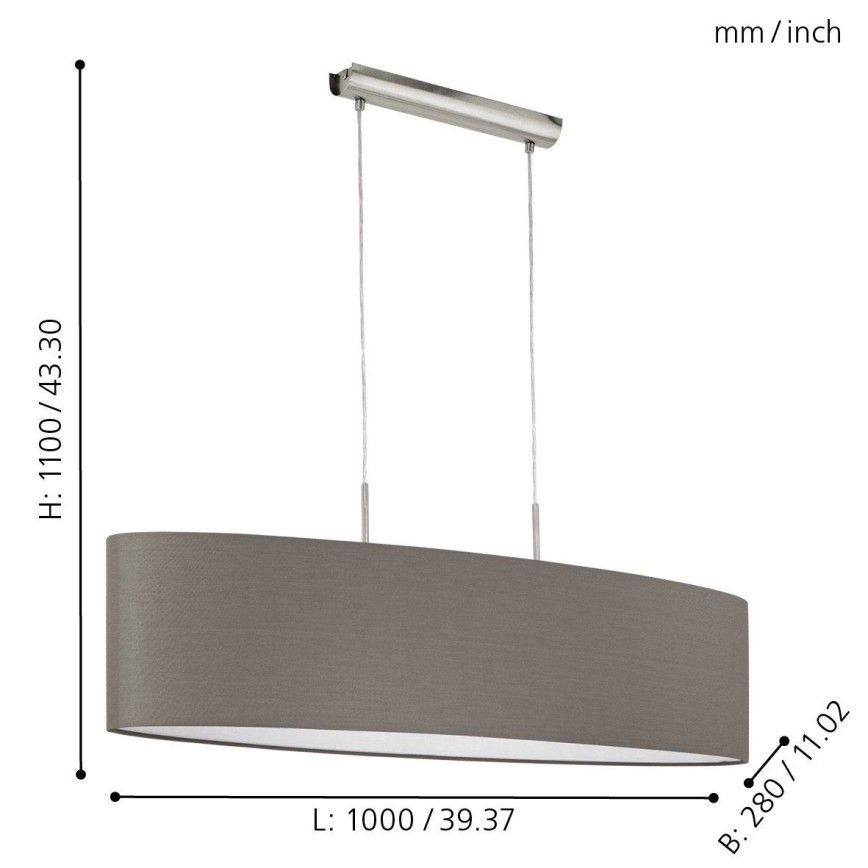 Eglo 31587 - PASTERI függeszték 2xE27/60W/230V, kábellel