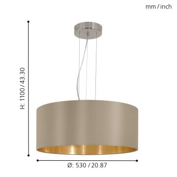 Eglo - Csillár kötélen 3xE27/60W/230V