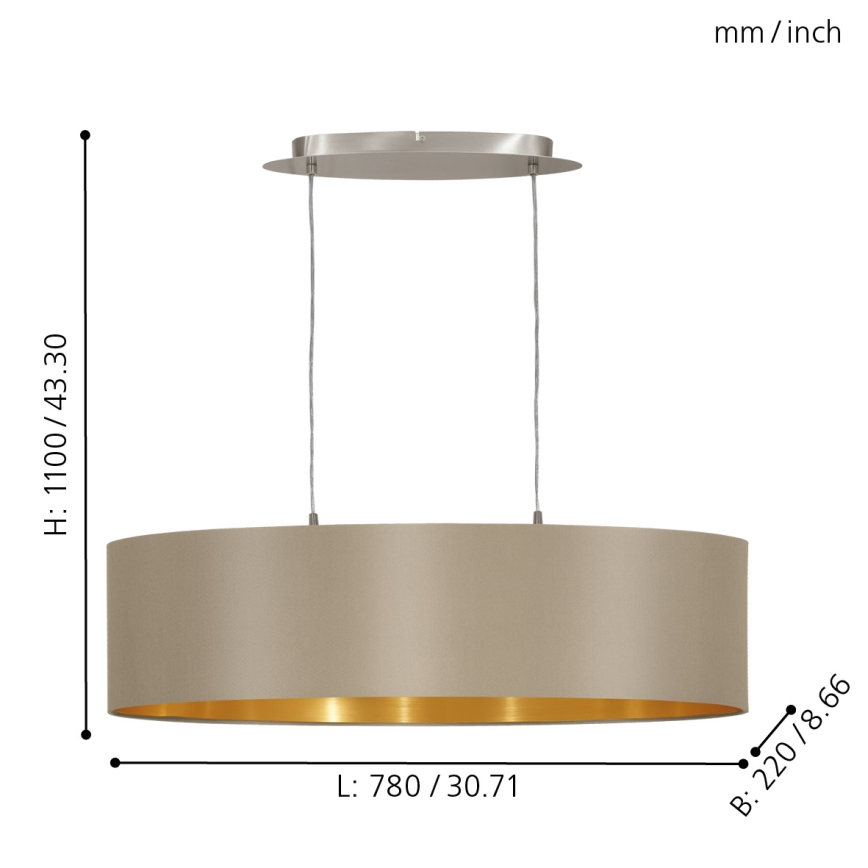 Eglo - Függeszték kábellel 2xE27/60W/230V